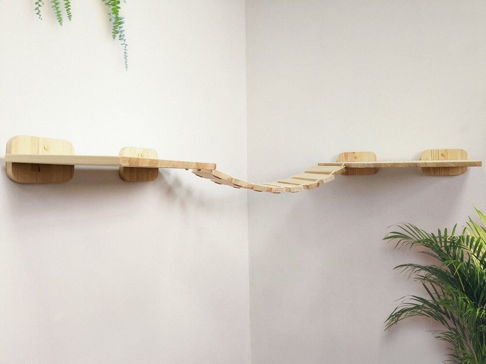 Corner Bridge-Shelf for Big Cats, Perfect for Playing and Sleeping on it, Handmade Cat Wall Shelf