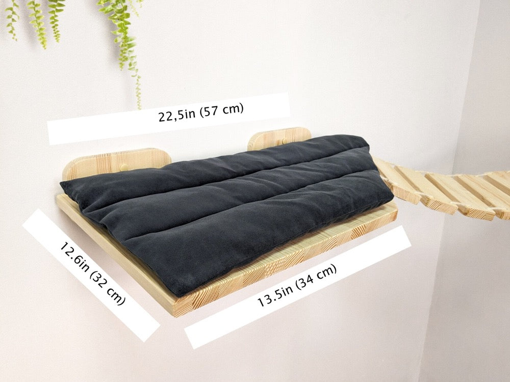 Corner Bridge-Shelf for Big Cats, Perfect for Playing and Sleeping on it, Handmade Cat Wall Shelf