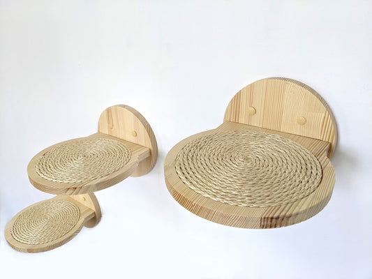 Beautiful Cat Steps for walls with sisal rope, Modern Cat Shelves for wall from Ukraine, 5 color for wood